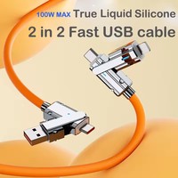 Logotipo personalizado 4-En-1 100W Cable de datos de carga súper rápida 5A Teléfono Android rápido Compatibilidad con computadora Silicona líquida personalizable