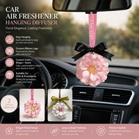 Ornement parfumé suspendu en forme de fleur inspiré des bijoux, emballage personnalisé avec logo, vente en gros, décoration cadeau, OEM ODM, désodorisant de voiture