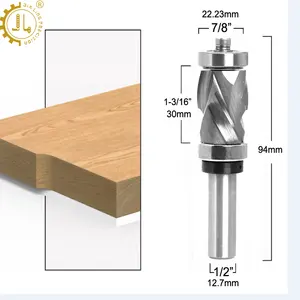 2つのフルートフラッシュトリムルータービットスパイラルアップカットダウカット12 mm圧縮CNCルータービット木材用