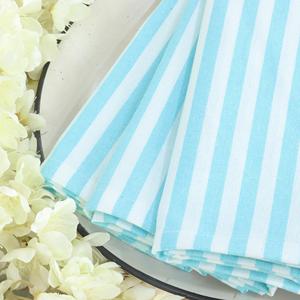 100% coton 18x18 pouces Aqua bleu blanc uni rayé serviettes en tissu pour un usage quotidien moderne pour les dîners de printemps été Table - Product Image 3