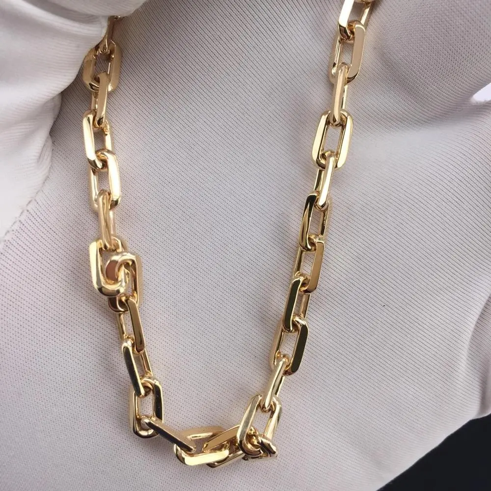 Изготовленный На Заказ Франция настоящим 18К Золотой звено цепи ожерелье для мужчин и женщин
