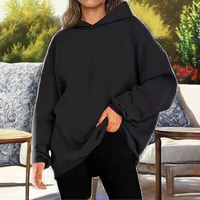 Sweat-shirt à capuche en polaire surdimensionné pour femmes, décontracté, manches longues, pull léger et ample pour l'automne et l'hiver