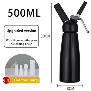 موزع كريمة مخفوقة من الألومنيوم عالي المتانة مع 3 فوهات تزيين وفرشاة تنظيف - Product Image 5