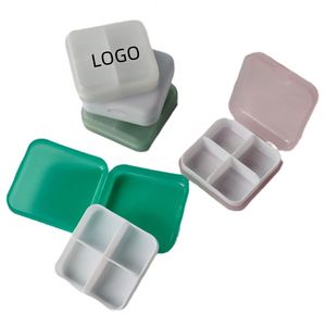 Promotion Portable Pill <b>Box</b> Custom Logo Printed 4 Compartments Cute Plastic 4 Case Square Pill <b>Box</b> - Product Image 1