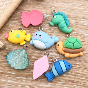 Accessoires de fabrication de bijoux en résine plastique DIY, série Océan, motifs tortue, coquillage, baleine, hippocampe, style dessin animé mignon - Product Image 3