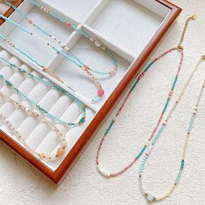 Venta al por mayor <span class=keywords><strong>Lucky</strong></span> Pearl Colorful Crystal 18K Gold Plated Chocker Chokers <span class=keywords><strong>Beautiful</strong></span> Beads <span class=keywords><strong>Necklace</strong></span> For Fashion Women Jewelry - Product Image 2