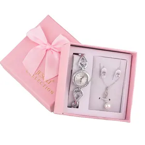 Fashionable Luxury Decorative 3-Piece Set Of Earrings Watch Items Lady'S Chain Gift Set
