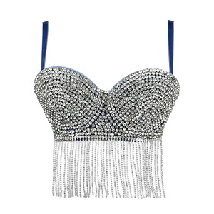 Jeunesse sans fil scène diamant gland Sexy charmante scène danse du ventre jeunes femmes Denim <span class=keywords><strong>Boob</strong></span> bustier tubulaire paillettes décoration naturel - Product Image 1