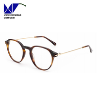 Monture de prescription ronde en métal et acétate sur mesure OEM, taille 50-22-145, vision haute définition pour adultes unisexes, MOQ flexible (100 pièces)