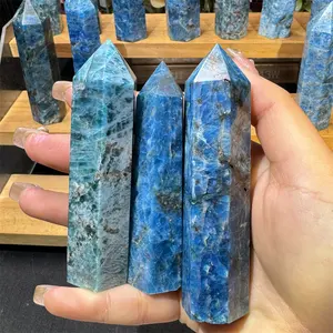 Wholesale Fengshui Natural Crystals Healing Stones Crystal Tower Blue Apatite Point Tower For Souvenir