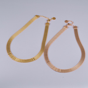 G1792-gargantilla de correa de malla gruesa de acero inoxidable para <span class=keywords><strong>mujer</strong></span>, joyería no empañada chapada en oro, pulsera de reloj, collar - Product Image 2