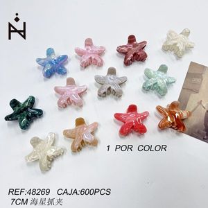 Fermaglio per capelli a forma di stella marina da 7 cm per donne e ragazze, accessori per capelli alla moda multicolori - Product Image 3