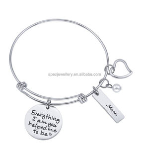 Personnalisé D'inspiration <span class=keywords><strong>Message</strong></span> Gravé Personnalisé plaque Coulissante coeur perle Charme <span class=keywords><strong>Bracelet</strong></span> Ajuster <span class=keywords><strong>Fil</strong></span> Ani Bracelets en acier inoxydable - Product Image 4