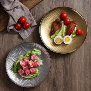 Stainless Steel Hammered Plate 12-12.9cm Gold Silver Color Shallow Dish For Salad Snack Dessert Barbecue - Product Image 1
