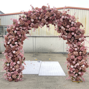 Arco Ecológico de Flores Artificiales de Seda, Hortensias y Rosas en Pasta de Frijol, Diseño Nuevo de IFG, 8x8 pies, para Decoración de Bodas - Product Image 4
