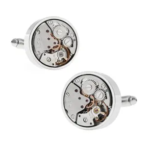 High Quality Polishing 316L Stainless Steel Cufflinks Automatic Skeleton Movement Men Cufflinks Watch made in China