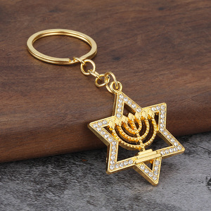 Accesorio creativo, collar <span class=keywords><strong>de</strong></span> <span class=keywords><strong>Jerusalén</strong></span> <span class=keywords><strong>de</strong></span> aleación <span class=keywords><strong>de</strong></span> cristal con incrustaciones <span class=keywords><strong>de</strong></span> diamantes, llavero judío - Product Image 2