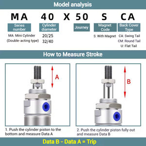 Mini Cilindro Pneumatico in Acciaio Inox a Doppia Azione Serie MA per Uso Industriale Standard Componenti del Nucleo con Cuscinetti - Product Image 4