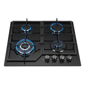 Vente flash <span class=keywords><strong>Plaque</strong></span> de cuisson à gaz encastrable 4 brûleurs en acier inoxydable avec panneau en verre trempé et allumage électronique Brûleur noir - Product Image 5