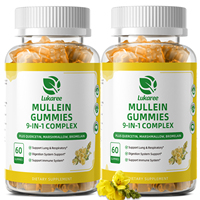 Gummies OEM à l'extrait de molène, complexe 9-en-1, pour adultes, soutien pulmonaire, détoxification, quercétine, bromélaïne, végétalienne, sans gluten, 60 unités