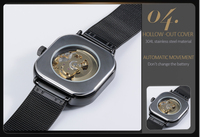 Montre Seiko pour homme en acier inoxydable, nouvelle mode 2022, logo personnalisé japonais, étanche, boîtier carré, style business, aiguilles noires