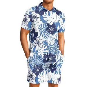 Benutzer definierte Herren Casual Hawaiian Summer Short Set 2-teilige Outfits Beach Button Kurzarm Shirt Shorts Drops hipping Kleidung