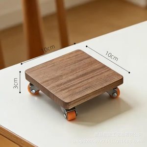 Posavasos Cuadrado de Madera Maciza con Ruedas, Tapete de Mesa Móvil Antideslizante, Portavasos Aislante del Calor - Product Image 4