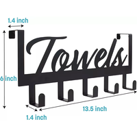 Porte-manteau mural multifonctionnel moderne en fer noir avec 5 crochets, porte-serviettes, support pour vêtements et chapeaux, pour bureau