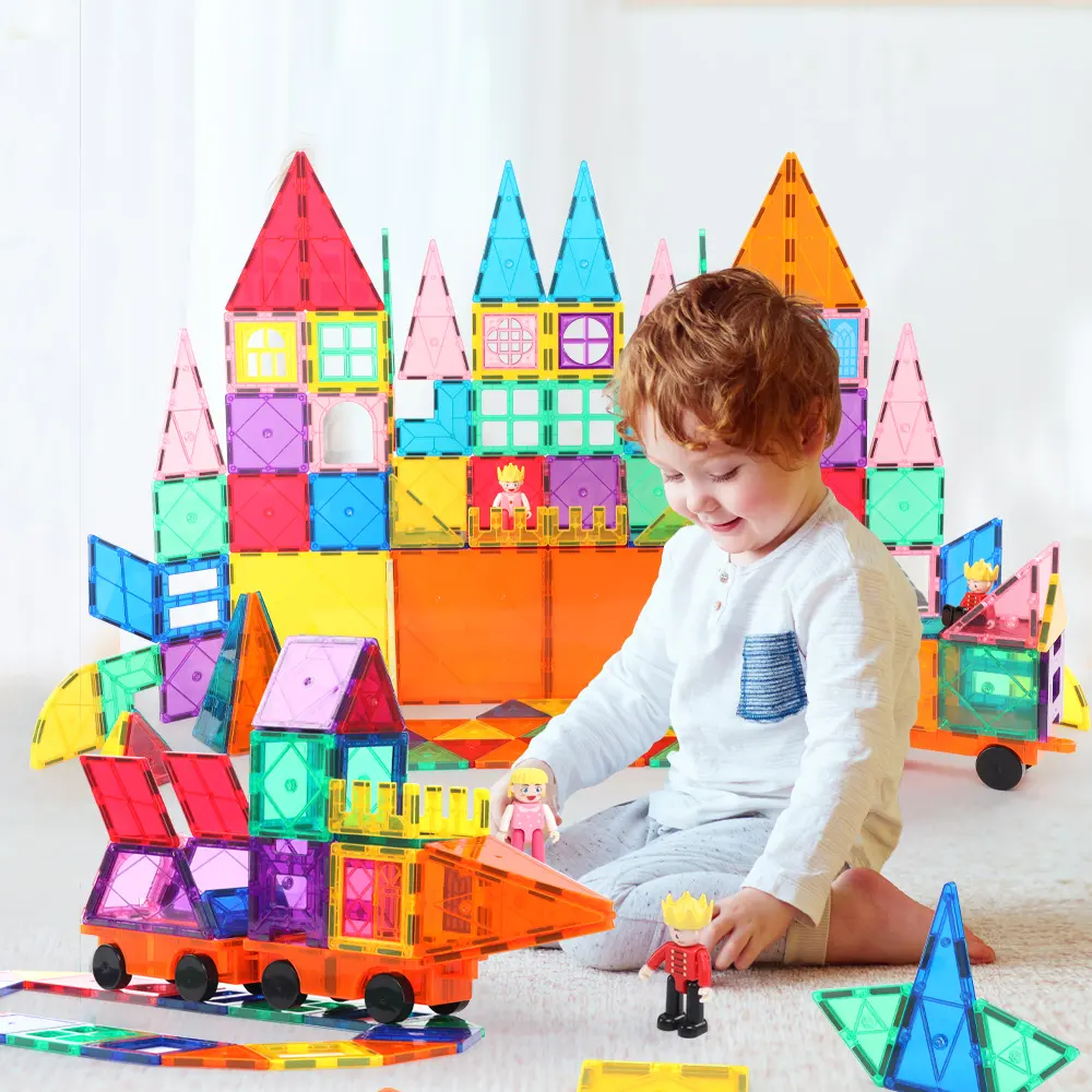 Multi Colors Preschool 3D DIY Construction Learning STEM Magnetic Building Tiles Toy Kids Magnetic Building Blocks for kids
