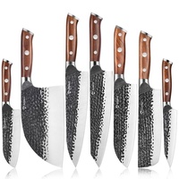 7 inch Nakiri-mes, zwart oxide Tsuchime snijmes, veganistisch kookgereedschap voor groenten en fruit, handvat van palissanderhout, professionele snijder