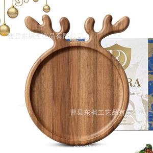Bandeja de servir de madera con forma de asta de ciervo, de madera de acacia, ligera, para frutas y embutidos, ideal para aperitivos en fiestas navideñas. - Product Image 4