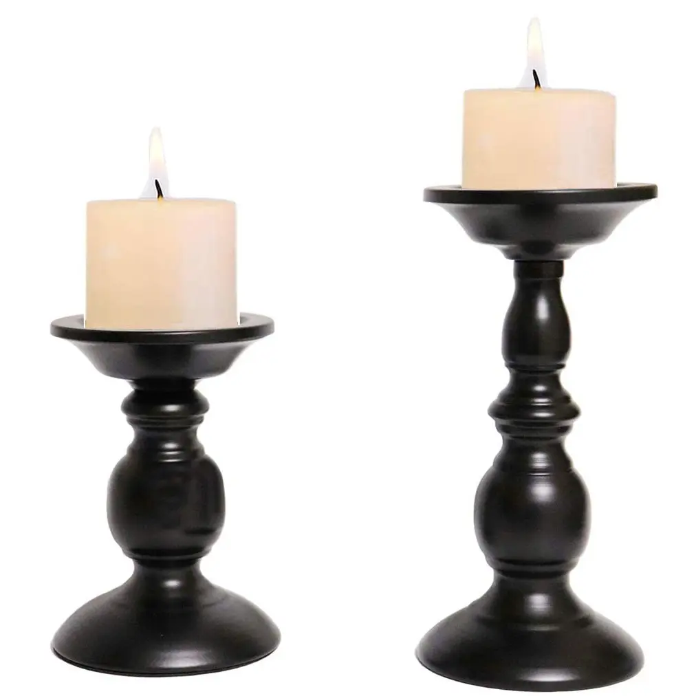 Black Golden Metal Pillar Candle Holder Decorativo Candlestick Candle Holder Stand Para Festa De Casamento De Aniversário