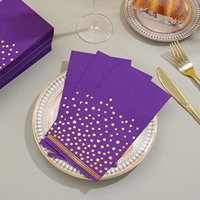 Kostenlose Muster Premium Partyzubehör Lila Gold Punkt Dinner Hochzeit Papierservietten Einweg