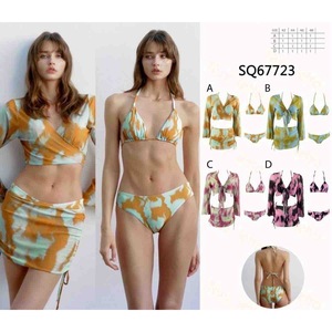 Costume da bagno intero HDJ Plus Size con controllo pancia, scollo incrociato, vita alta e stampa - Abbigliamento da spiaggia donna SQ67555 - Product Image 1