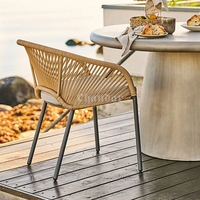 Chaise de jardin en rotin tressé, chaise de patio en aluminium, mobilier d'extérieur en osier, chaises de restaurant, chaise de salle à manger en corde