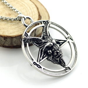 Collier tendance pour hommes et adolescents avec pendentif pentagramme et hexagramme <span class=keywords><strong>satanique</strong></span> - Product Image 4