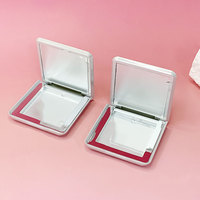 Boîtes d'emballage cosmétiques en gros, écologiques, portables, carrées, en plastique, pour poudre compacte et blush, avec miroir