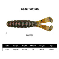10 pièces Spinpoler Twin Tail Salted Grub, leurre de pêche souple à double queue en TPR, 7cm 3g, appât souple enrichi en sel pour la pêche au black-bass