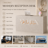 Comptoir de réception moderne blanc pour salon de beauté, comptoir d'accueil personnalisé avec logo, table de réception pour spa et hôtel, achat de mobilier tout-en-un