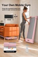 Tapis de marche inclinable manuel 2,5 CV avec écran LED, machine électrique portable rose pour l'exercice à domicile