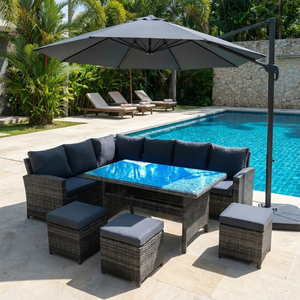 Conjunto <span class=keywords><strong>de</strong></span> Sofás Esquineros en Forma <span class=keywords><strong>de</strong></span> L <span class=keywords><strong>de</strong></span> <span class=keywords><strong>Aluminio</strong></span> <span class=keywords><strong>de</strong></span> Alta Gama y Confortable <span class=keywords><strong>de</strong></span> 5 Piezas <span class=keywords><strong>para</strong></span> Patio y Jardín - Product Image 2