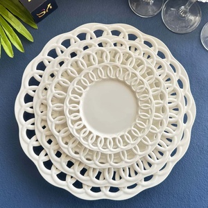 Assiette creuse en porcelaine fine SONYA, motif gaufré, style américain, pour desserts, vaisselle occidentale - Product Image 1