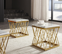 Ensemble de table de table en marbre blanc, meubles haut de gamme, meubles en acier inoxydable