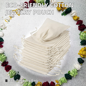 Bolsa de Algodón Muselina Blanca Lisa con Cordón, Bolsa Portátil Pequeña para Guardar Joyas, Admite Impresión de Logotipo Personalizado - Product Image 2