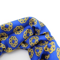 Écharpe en soie longue pour femmes et jeunes filles, motif blocs bleus et dorés, impression numérique personnalisée, vente en gros Chine