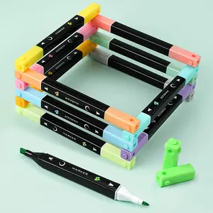 Nieuwe Ontwerp 12 Kleur Kids Bouwsteen Marker Wasbare Gekleurde Diy Water Marker Pen