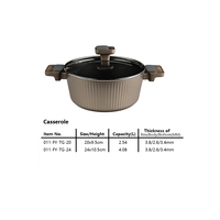 Casserole moderne de luxe écologique en aluminium antiadhésive avec couvercle, compatible induction, nervures verticales renforcées, sans PFOA