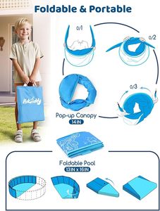 Bañera de plástico personalizada para fiesta de agua perro gatos mascotas vadear bañera niños adultos plegable sobre el suelo <span class=keywords><strong>piscina</strong></span> al aire libre con dosel - Product Image 4