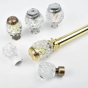 Hot Sell Crystal Curtain Finials Metal Accessories For Curtain Rods Popular For Living Room Metal Crystal Rod End Curtain Pipes