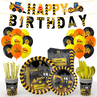 Artículos para Fiestas de Cumpleaños con Temática Arquitectónica, Decoración de Mesa para Fiesta de Excavadora, Platos de Papel, Servilletas, Tenedores